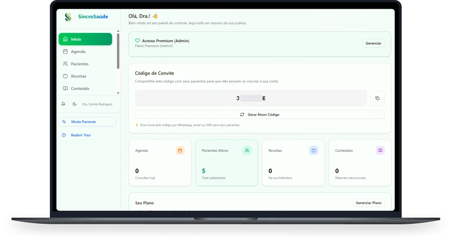 Dashboard com indicadores da clínica